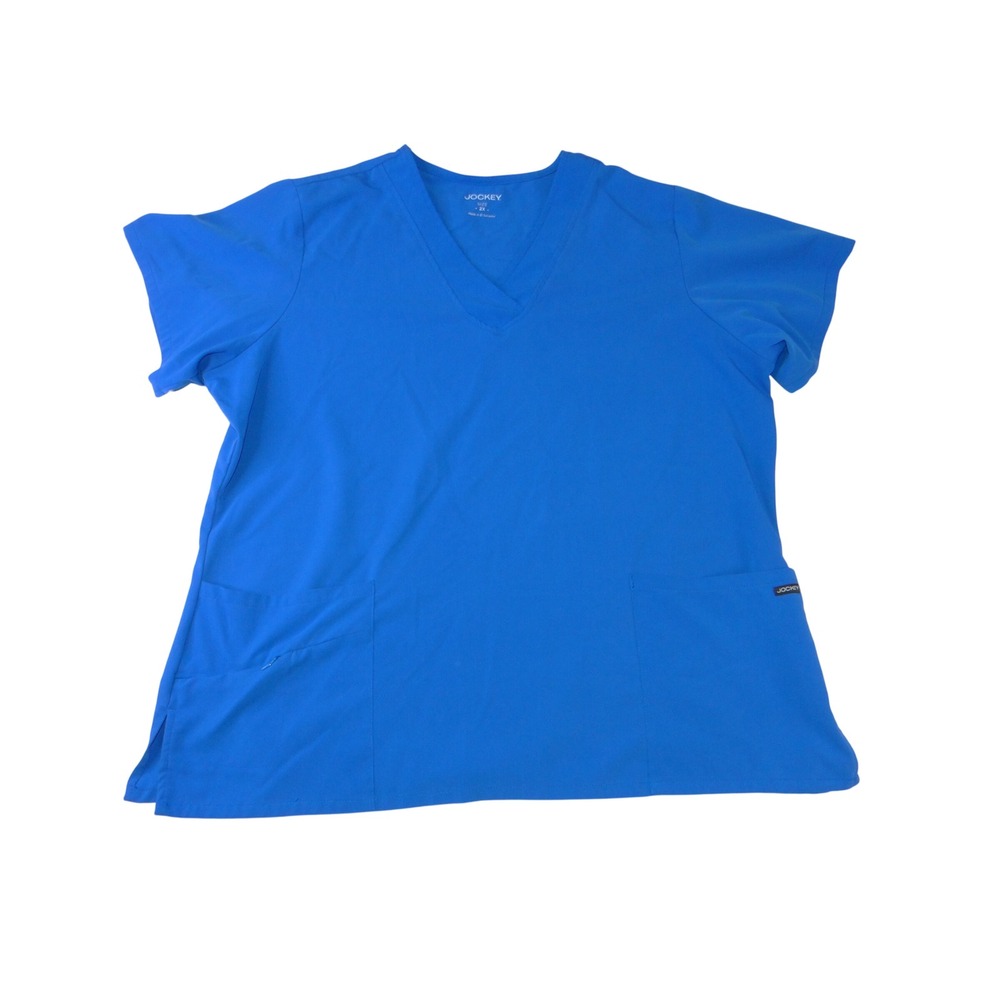 Jockey Women Royal Blue V-Neck Short Sleeve Medical Scrub Top Plus Size 2X 3820